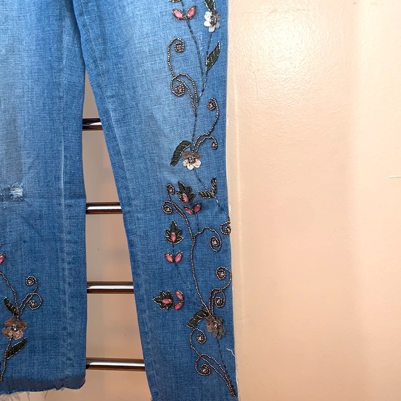 Chico’s So Slimming Beaded Vines Girlfriend Ankle Jeans - Picture 3 of 11
